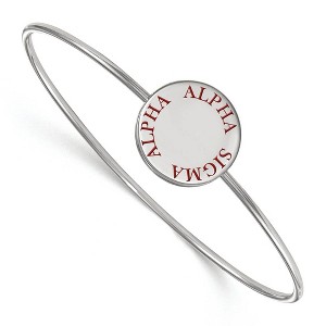Black Bow Jewelry Sterling Silver Alpha Sigma Alpha Greek Life Bangle Bracelet 7 Inch - 1 of 3