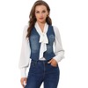 INSPIRE CHIC Women's Denim Sleeveless V Neck Button Down Casual Waistcoat Vest - 3 of 4