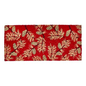 tagltd 1'6"x3'3" Pinecone Sprig Estate Coir Mat Rectangle Indoor and Outdoor Coir Door Welcome Mat Red - 1 of 2