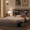 Coolmee Full/Queen Size Bed Frame with High Storage Bookcase Headboard, Wood Bed Frame with 4 Storage Drawers, Built in Charging Station - 2 of 4