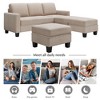 Reversible L-Shaped Sectional Sofa with Storage Ottoman: Chaise Lounge, Nailhead Textured Fabric - 3-Piece Sofa Set for Versatile Living Spaces - 3 of 4