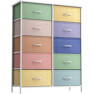 Sorbus 10 Drawers Dresser - Furniture Storage for Bedroom, Closet, Office Organization - Steel Frame, Wood Top, Fabric Bins - 1 of 4