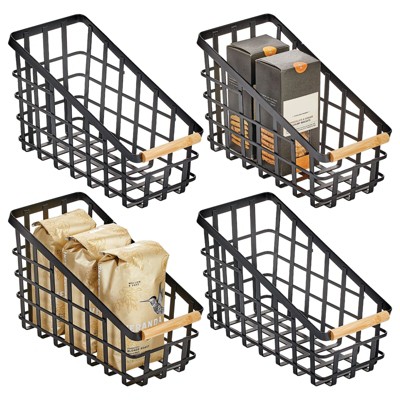 Mdesign Metal Kitchen Wide Under Shelf Basket, 2 Pack, Matte Black/natural  : Target