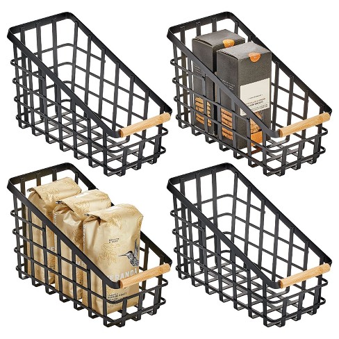 Mdesign Metal Kitchen Wide Under Shelf Basket, 2 Pack, Matte White/natural  : Target