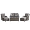Gymojoy 6 Piece Outdoor Wicker Loveseat Sofa with Patio Swivel Glider Chairs with Coffee Table and Ottoman Sets - 2 of 4