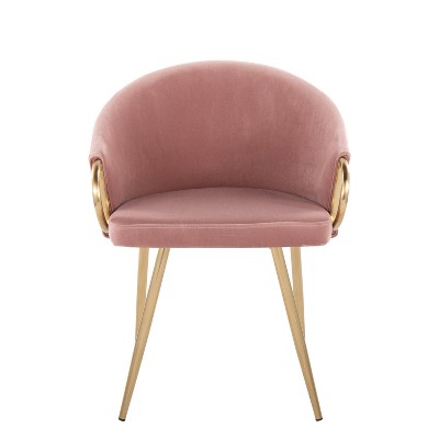 Claire Pink Velvet Metal Dining Chair Set