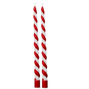 Tag 12.0 Inch Christmas Twist Tapers Candles Red White St/2 Taper Candles - 1 of 3