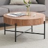 Round Coffee Table with Drawers, Farmhouse Wood Center Table with Storage, Easy Assembly, Natural or White Finish, Living Room - 3 of 4