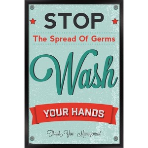 Trends International Stop The Spread of Germs - Wash Your Hands Framed Wall Poster Prints - 1 of 4