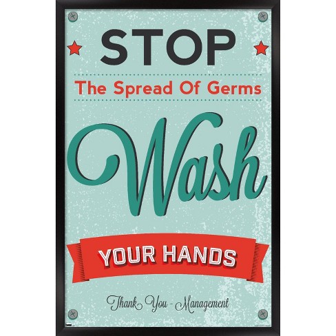 Trends International Stop The Spread Of Germs - Wash Your Hands Framed ...