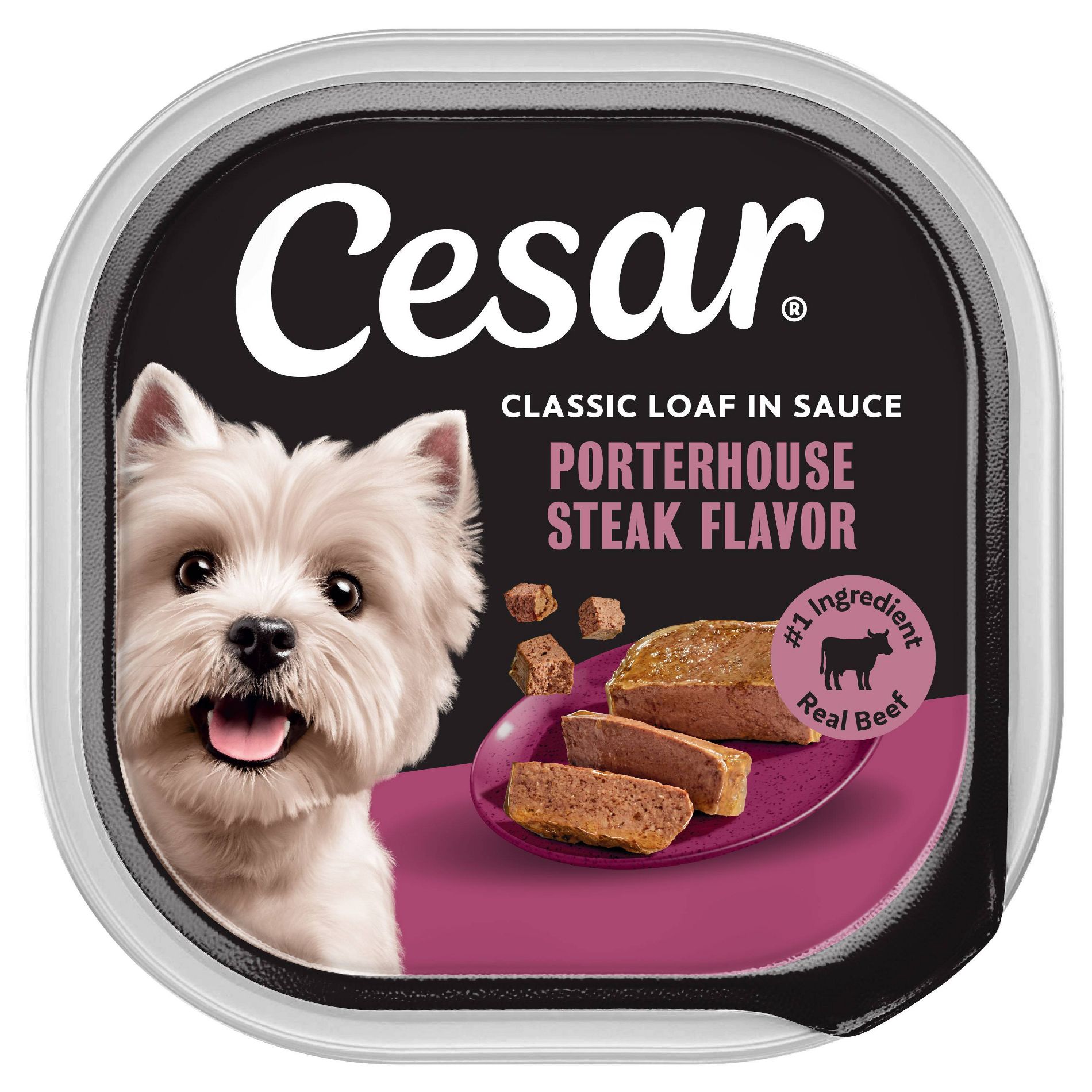 Cesar Classic Loaf in Sauce Porterhouse Steak, Beef and Gravy Flavor Small Breed Wet Dog Food - 3.5oz