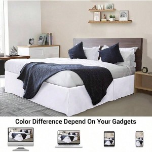 18 Inch Drop Bed Skirt, Queen Size, Platform Style, White 60"X80" Inch - 1 of 4