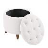 CAVINAS Modern Round Teddy Fleece Ottoman Bench with Storage,Small Button Tufted Storage Ottoman for Living Room - 2 of 4