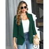 Women's Collarless Blazer 3/4 Sleeve Split Back Jacket Buttonless Office Casual Coat - 3 of 4