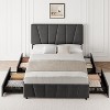 Twin Size Bed Frame with Adjustable Headboard and 2 Storage Drawers, Velvet Upholstered Tufted Platform Bed Frames with Wooden Slats Support, Beige - 4 of 4
