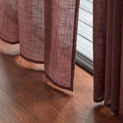 Brown Polyester Light-Filtering Semi-Sheer Curtain Panels, 52" x 63"