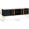 Acekool 65 Inch TV Stand with LED Lights, Modern Console Table with 4 Drawers, Shelves & Glass Doors for 55-75 Inch TVs - 3 of 4