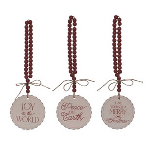 Transpac Wood Round Tags Set of 3 Christmas Home Decorations - 1 of 1