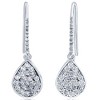Pompeii3 1 1/8ct Lab Created Diamond Hoops Dangle Pear Shape 18K White Gold 1 1/4" Tall - 2 of 4