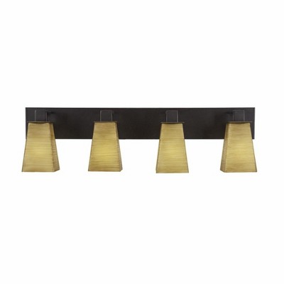 Toltec Lighting Apollo 4 - Light Vanity in  Dark Granite with 5" Square Cayenne Linen Shade
