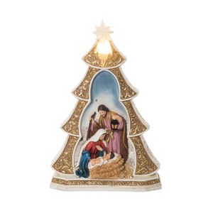 Transpac Resin 11 in. Holiday Tree Nativity Scene Figurine - 1 of 4
