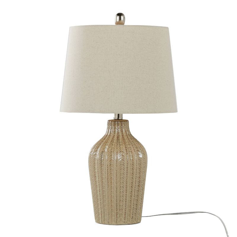 LumiSource (Set of 2) Rockwell 23&#34; Contemporary Accent Lamps Cuban Sand Ceramic Polished Nickel and Natural Linen Shade from Grandview Gallery, 2 of 7