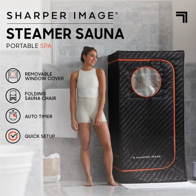Sharper Image Black Portable Steamer Sauna Spa with Folding Chair