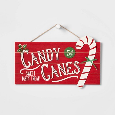 16" Candy Cane Wood Wall Sign - Wondershop™