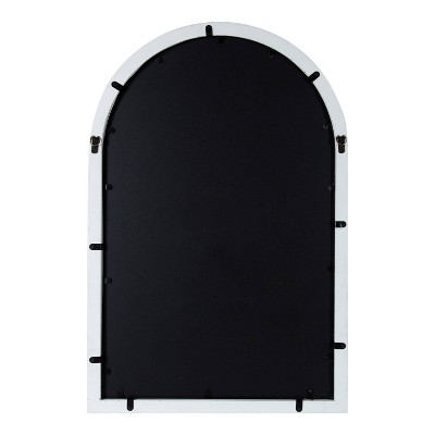 Vintage Farmhouse 24x36 White Arched Wooden Frame Mirror