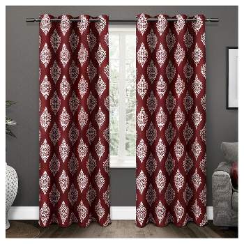 Set of 2 84"x52" Medallion Blackout Thermal Grommet Top Window Curtain Panels Burgundy - Exclusive Home