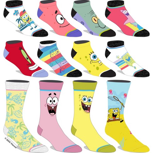 Spongebob Squarepants Spongebob, Patrick, And Gary Pop Pastels Adult Ankle  Socks (5 Pairs) : Target