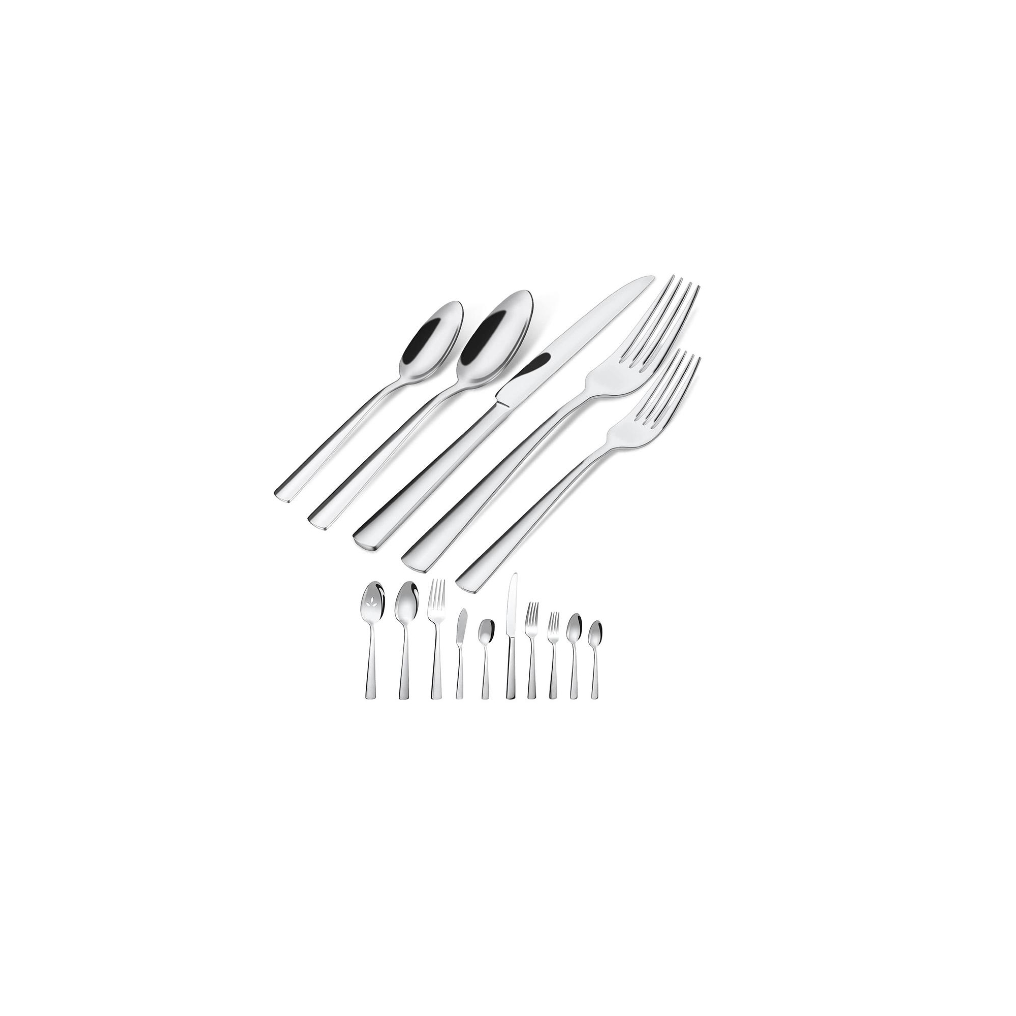 Aoibox 45-Piece Flatware Set for 8, Durable Stainless Steel Tableware with Ergonomic Design, Kitchen Utensils Set Includes Steak Knives, Rust-proof