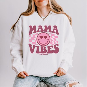 Simply Sage Market S.W.Smiley Checkered Mama Vibes Retro Lightweight Garment Dyed Sweatshirt - 1 of 4