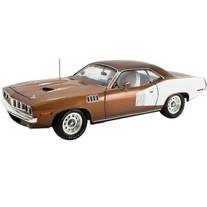1971 Plymouth Barracuda Tahitian Walnut Metallic & White Limited Edition to 402 pieces Worldwide 1/18 Diecast Model Car by ACME - 1 of 4