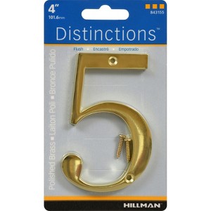 Hillman Distinctions 4 in. Gold Zinc Die-Cast Screw-On Number 5 1 pc (Case of 3) - 1 of 1