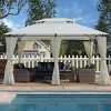 Spacious outdoor gazebo with double-tier roof, removable mesh sides, and rust-resistant steel frame for backyard and garden use-Coolbibila - 2 of 4