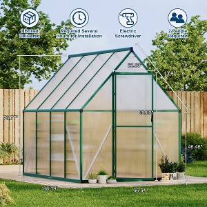 Polycarbonate Greenhouse for Outdoors, Large Walk-InGreenhouse with Quick Setup Structure and Roof Vent, Greenhouse with Ventilation - 1 of 4