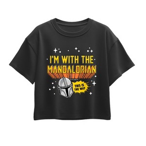 Girls' - The Mandalorian - Im With Mando Short Sleeve Boxy Graphic T-Shirt - 1 of 1
