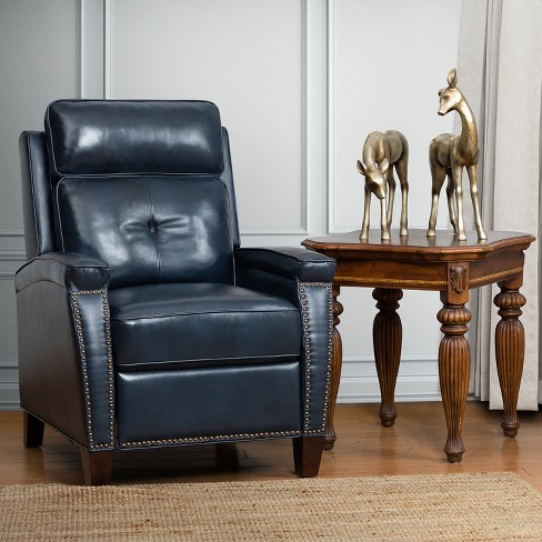 Navy leather recliner online chair