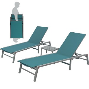Kozyard Outdoor Folding Aluminum Lounge Chair with Table, 5-Position Adjustable, No Assembly Required — Perfect for Patio, or Poolside - 1 of 4