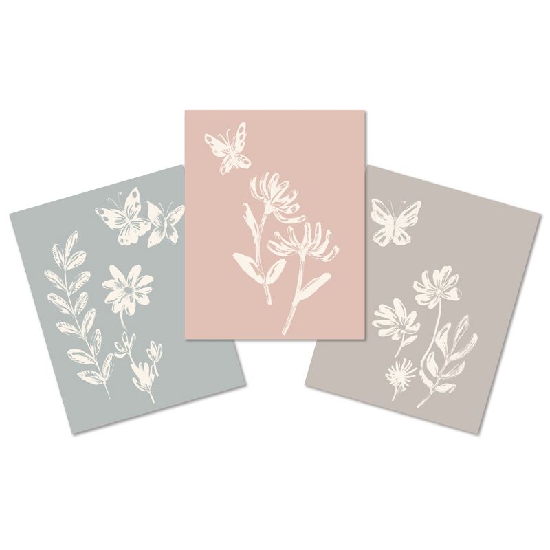 Lambs & Ivy Baby Blooms 3 Piece Floral Unframed Nursey/Child Wall Art 11” x 14”, 1 of 5