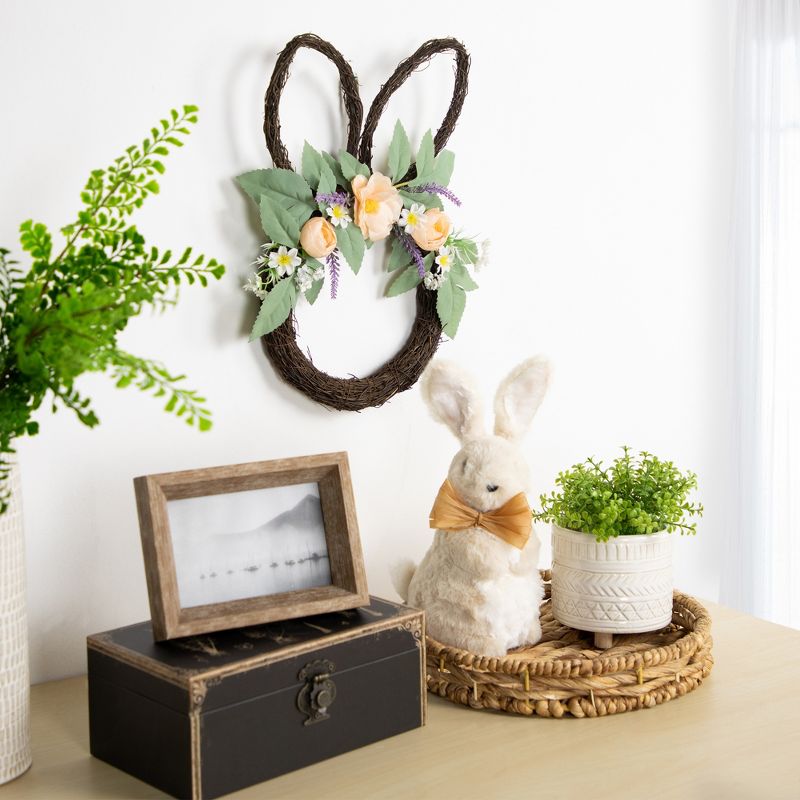 Northlight 15" Bunny Ears Floral Easter  Twig Wreath, 2 of 6