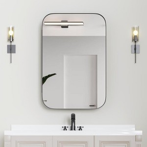 PexFix 36" x 24" Bathroom Cabinet with Mirror Stainless Steel Frame and 2 Adjustable Shelves Wall Medicine Cabinets Mirrors Rectangle Recessed Black - 1 of 4