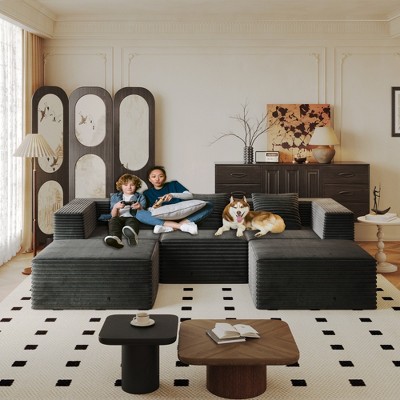 TiramisuBest Modular Sectional Couch, 2-Seat Boneless Sofa with Deep Seat, High-Density Memory Foam Sofa for Living, Bedroom, Apartment, Grey