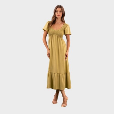 August Sky Women's Smocked Empire Waist Midi Dress