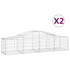 vidaXL Arched Gabion Baskets Set of 2, Durable Galvanized Iron Construction, Decorative Outdoor Garden Barrier, Easy Assembly and Installation - 1 of 4