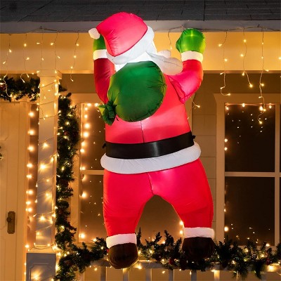 5.5 FT Red and Green Inflatable Hanging Santa with LED Lights