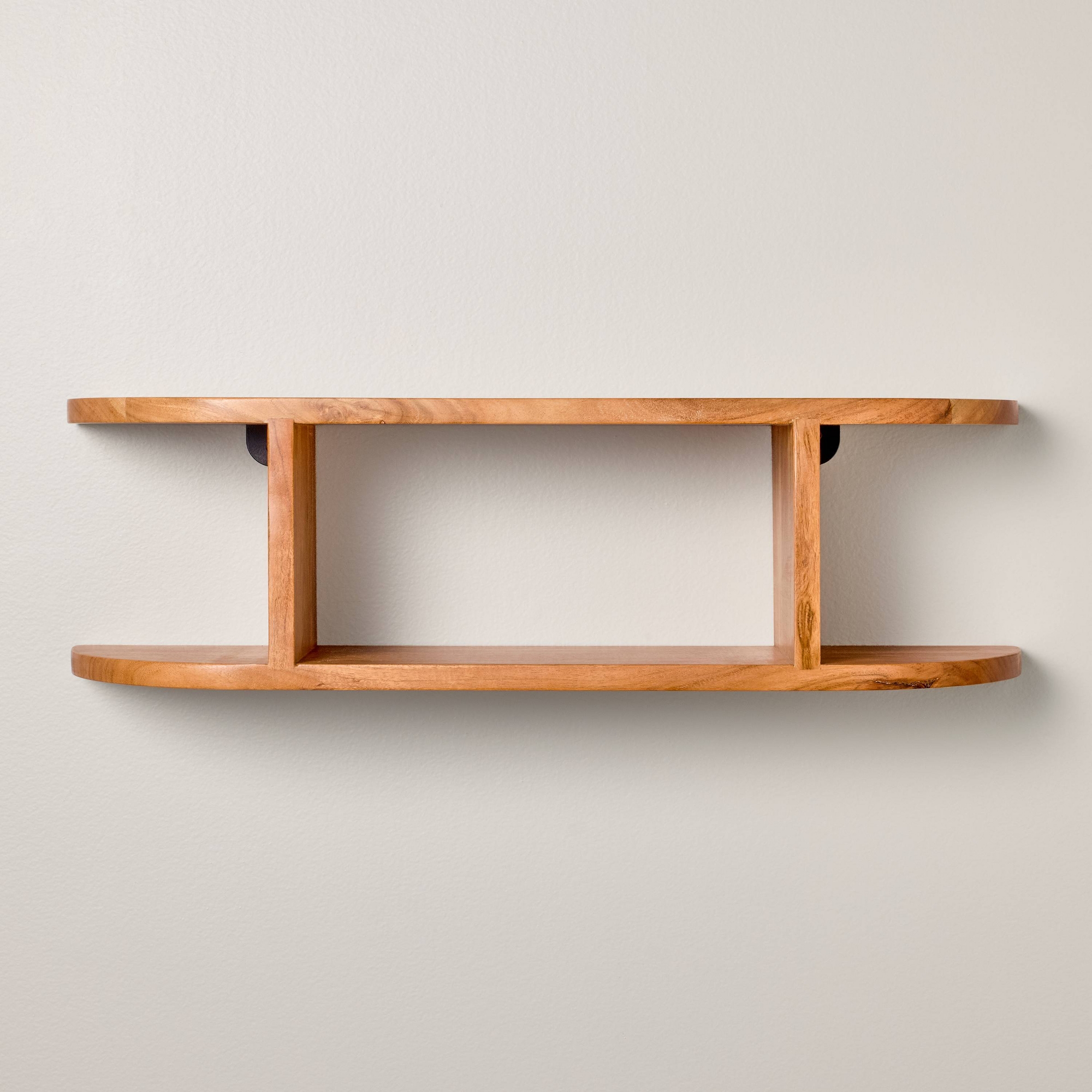 28" Rounded Edge Two Tier Wood Shelf Brown - Hearth & Hand™ with Magnolia