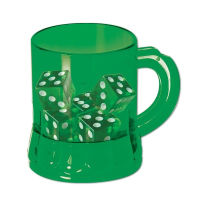 Beistle St Pat's  Mug Shot  w/Dice, 3 Oz, (24/Pkg) Multicolored
