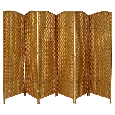 7 ft. Tall Diamond Weave Room Divider - Light Beige (6 Panels)